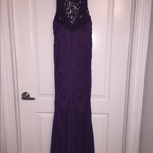 David’s bridal purple high neckline dress